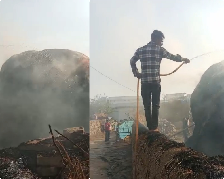 लच्छनपुर में अचानक धधका पैरावट, ग्रामीणों की मशक्कत से बुझी आग