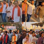 बलौदाबाजार में भाजपा युवा मोर्चा का प्रदर्शन, कांग्रेस के खिलाफ पुतला दहन