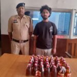 समाधान सेल की सूचना पर अवैध शराब बेचते युवक गिरफ्तार, 35 पाव शराब जब्त