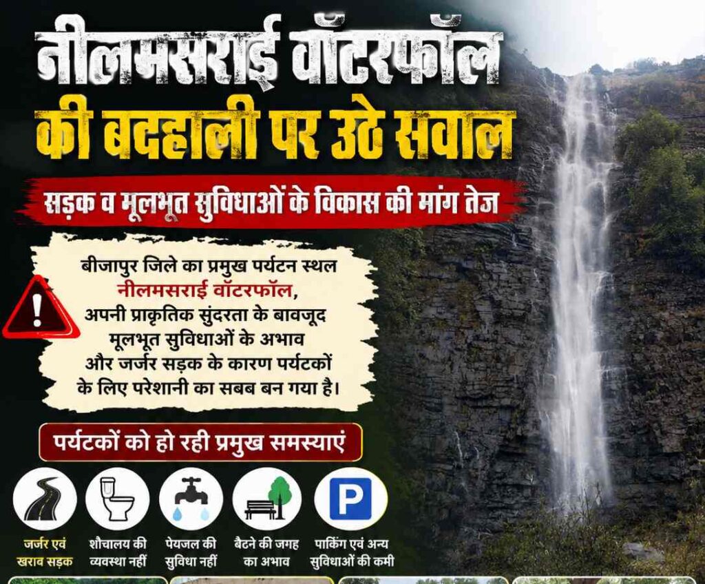 नीलमसराई वॉटरफॉल की बदहाली पर उठे सवाल, सड़क व मूलभूत सुविधाओं के विकास की मांग तेज