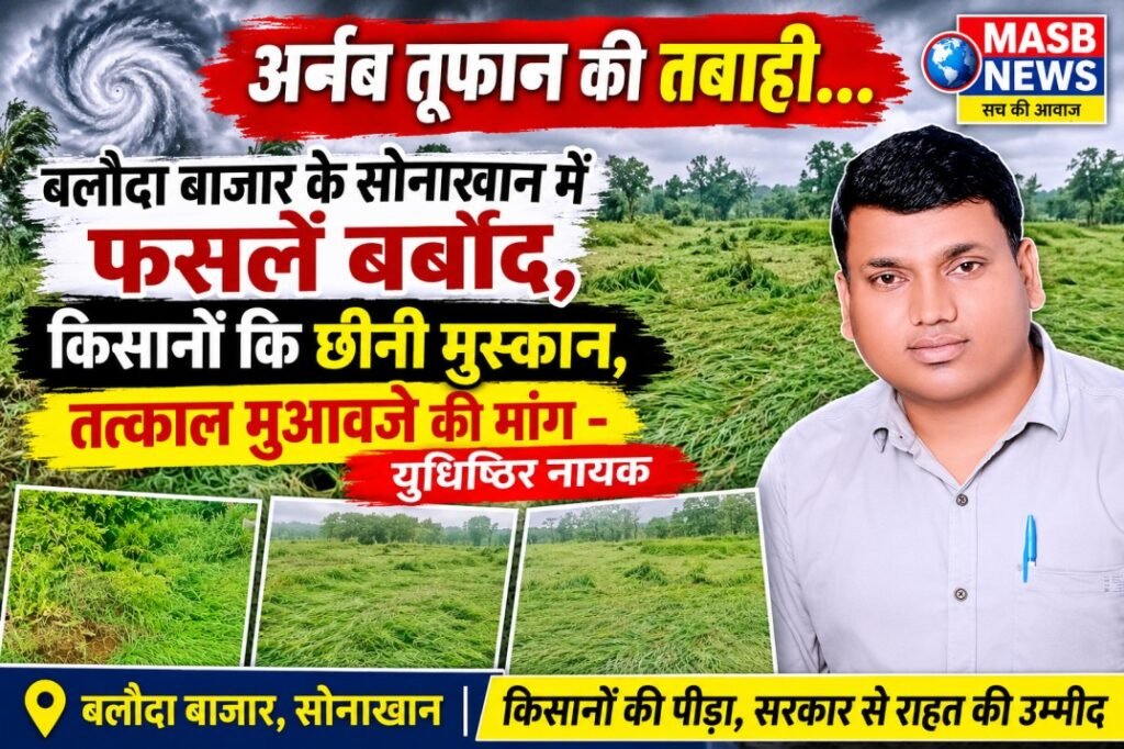 अर्नब तूफान की तबाही: बलौदा बाजार के सोनाखान में फसलें बर्बाद, किसानों कि छीनी मुस्कान,तत्काल मुआवजे की मांग – युधिष्ठिर नायक
